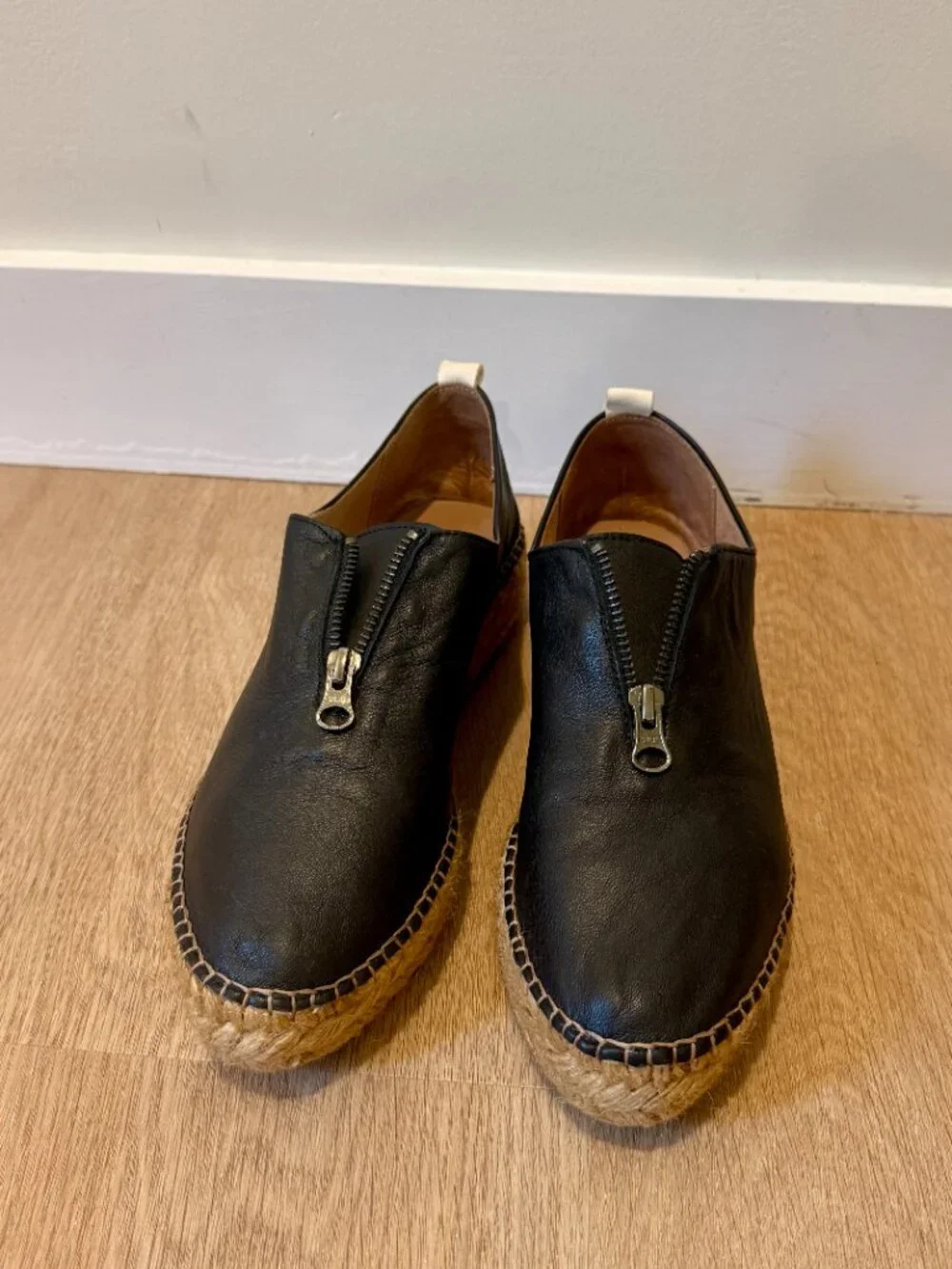 Eric Michael Serena Black Leather Espadrilles